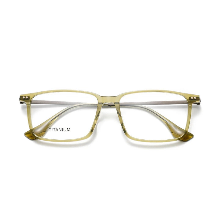 Aror Unisex Full Rim Square Acetate Titanium Eyeglasses 842195 Full Rim Aror transparent Green