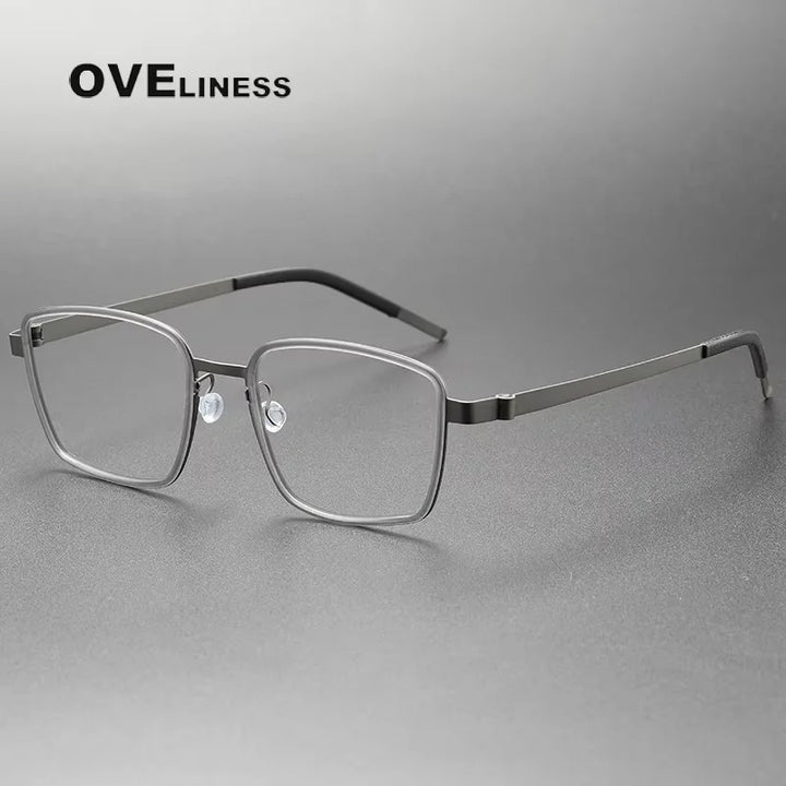 Oveliness Unisex Full Rim Square Acetate Titanium Eyeglasses 29754