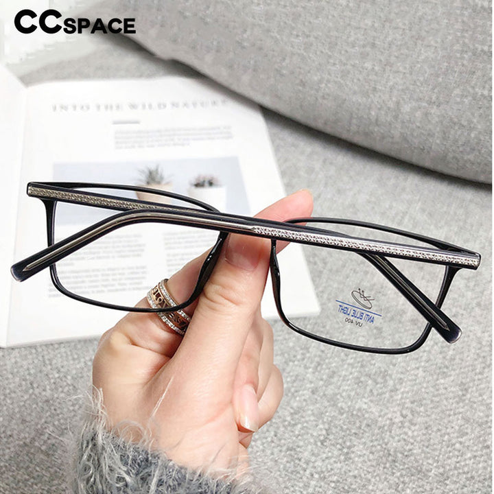 CCspace Unisex Full Rim Rectangle Square Tr 90 Titanium Eyeglasses 56335 Full Rim CCspace