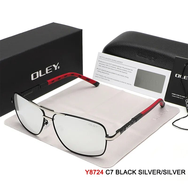 Oley Men's Full Rim Oval Aluminum Magnesium Polarized Sunglasses Y8724 Sunglasses Oley Y8724 C7BOX OLEY