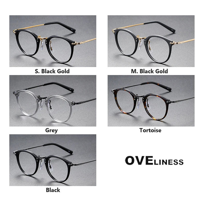 Oveliness Unisex Full Rim Round Acetate Titanium Eyeglasses C805 Full Rim Oveliness