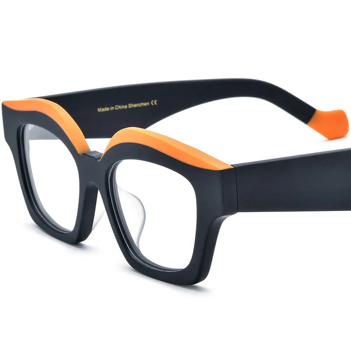 CCspace Unisex Full Rim Square Acetate Eyeglasses 57163 Full Rim CCspace Black