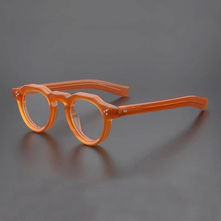 Yujo Unisex Full Rim Flat Top Round Acetate Eyeglasses Y4341 Full Rim Yujo