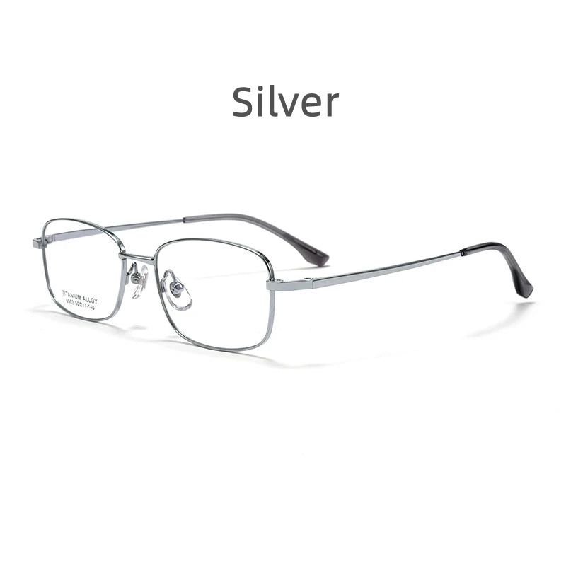 Kocolior Unisex Full Rim Small Square Titanium Eyeglasses 6052 Full Rim Kocolior Silver