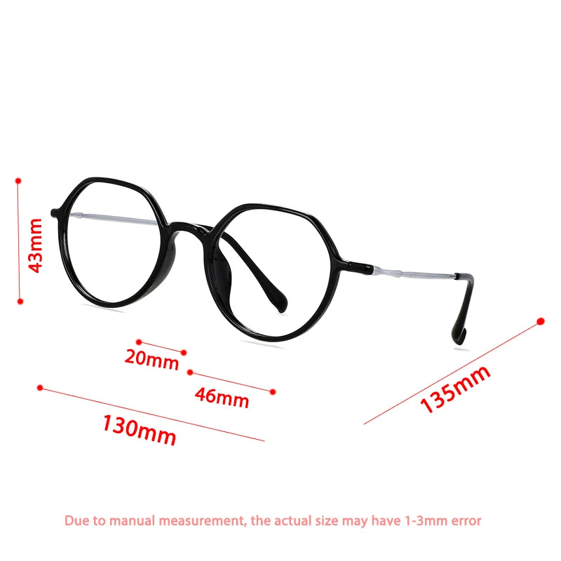 CCspace Unisex Full Rim Round Tr 90 Titanium Eyeglasses 57100 Full Rim CCspace