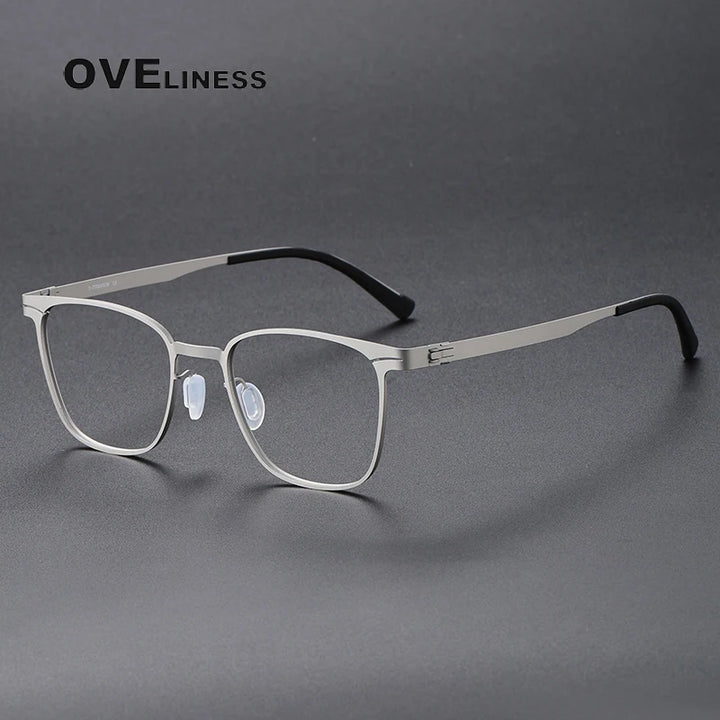 Oveliness Unisex Full Rim Square Screwless Titanium Eyeglasses 80997 Full Rim Oveliness silver  