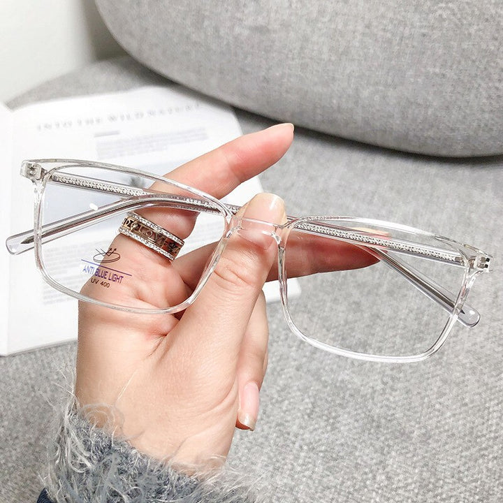 CCspace Unisex Full Rim Rectangle Square Tr 90 Titanium Eyeglasses 56335 Full Rim CCspace C6ClearWhite