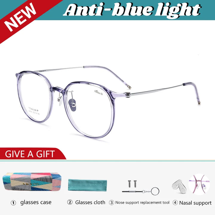 Vicky Women's Full Rim Round Square Titanium Acetate Reading Glasses 49104 Reading Glasses Vicky -250 L9104Y-light purple