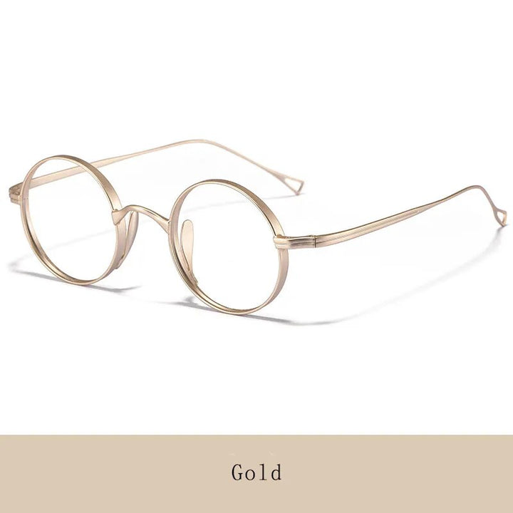 Hdcrafter Unisex Full Rim Round Titanium Eyeglasses Ft3001 Full Rim Hdcrafter Eyeglasses Gold