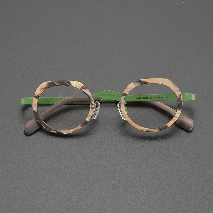 Nobler Women's Full Rim Flat Top Round Titanium Acetate Eyeglasses 185892 Full Rim Nobler C2