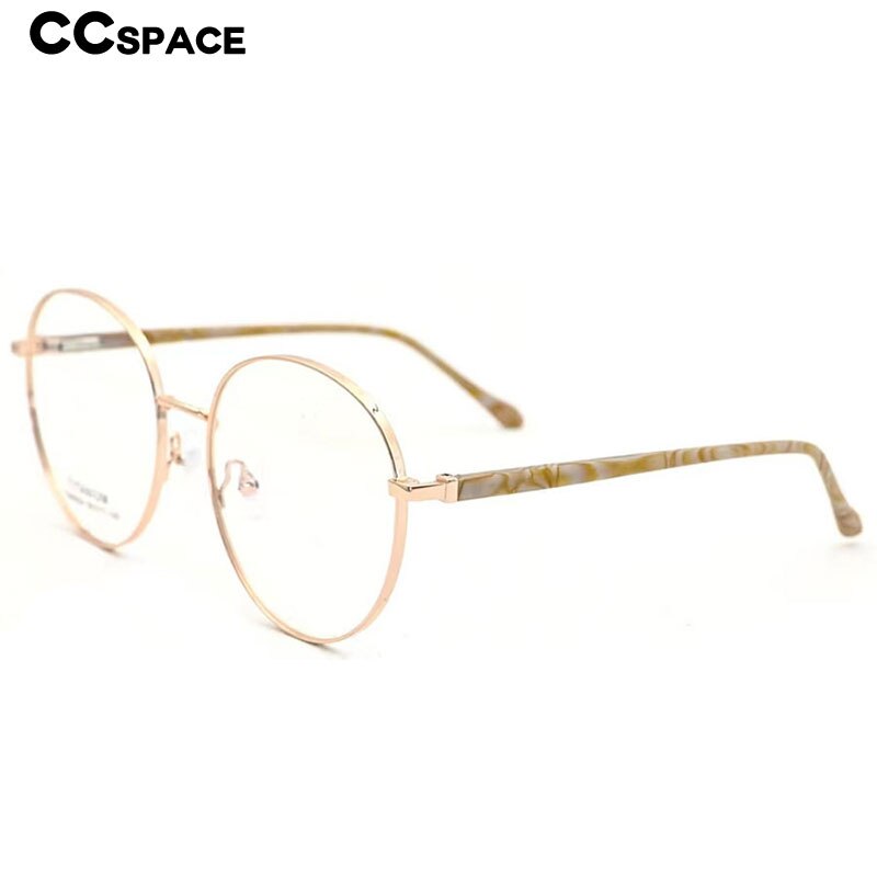 CCspace Unisex Full Rim Round Titanium Alloy Acetate Eyeglasses 56090 Full Rim CCspace