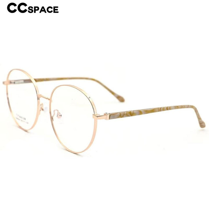 CCspace Unisex Full Rim Round Titanium Alloy Acetate Eyeglasses 56090 Full Rim CCspace