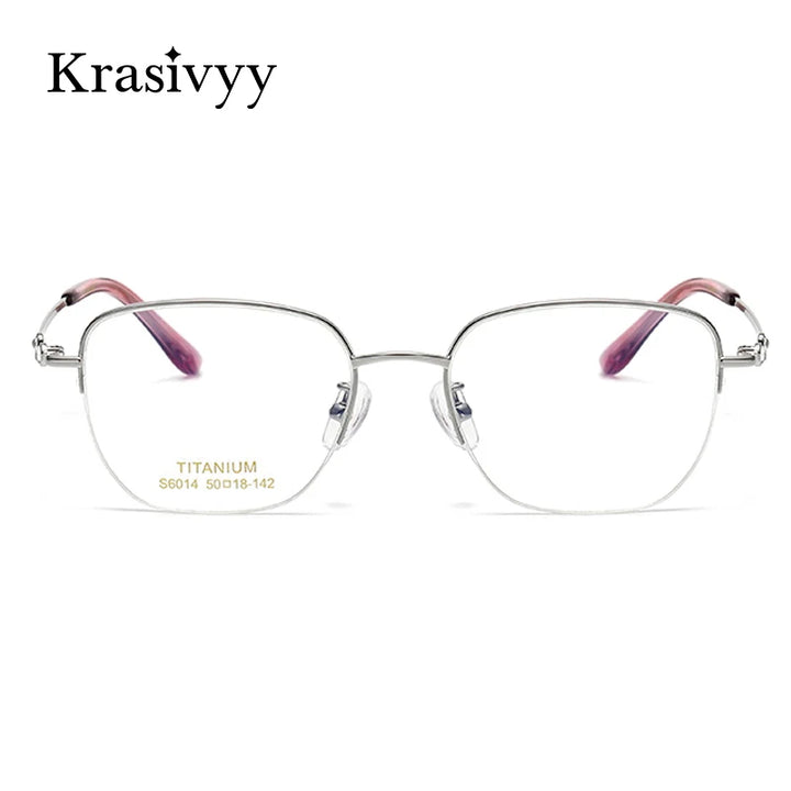 Krasivyy Women's Semi Rim Polygon Square Titanium Eyeglasses 36014