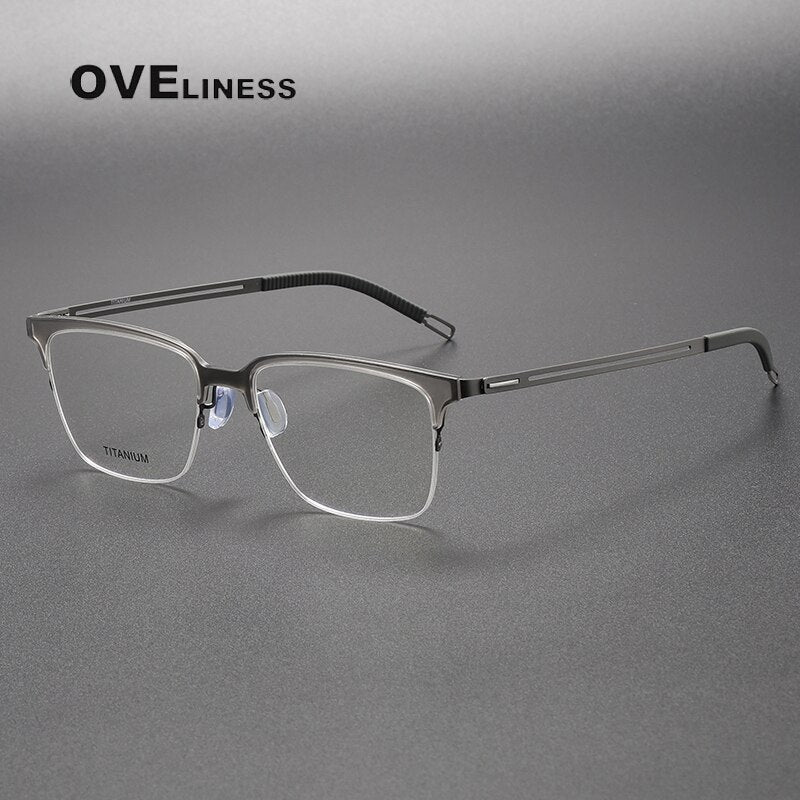 Oveliness Unisex Full Rim Square Screwless Titanium Eyeglasses 8202312 Full Rim Oveliness grey gun