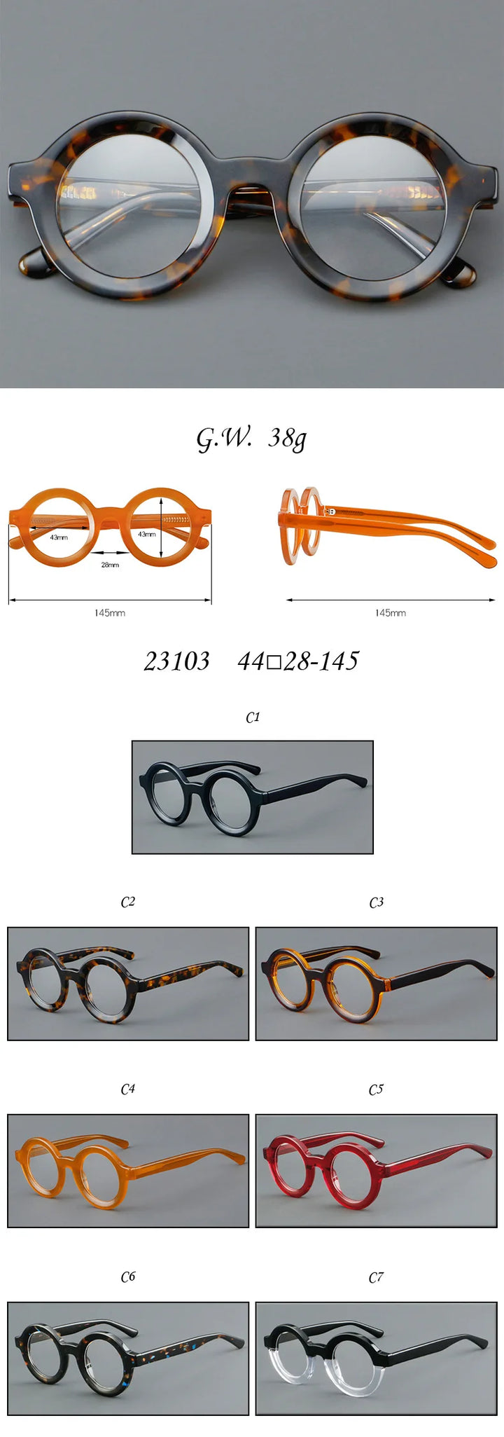 Vicky Unisex Full Rim Round Thick Acetate Reading Glasses 623103