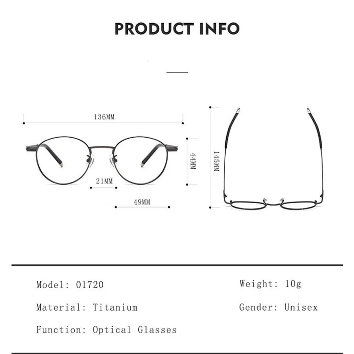 Hdcrafter Unisex Full Rim Round Titanium Eyeglasses 0172O Full Rim Hdcrafter Eyeglasses