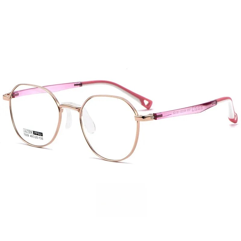 Yimaruili Unisex Children's Full Rim Square Alloy Eyeglasses 7509s Full Rim Yimaruili Eyeglasses Pink