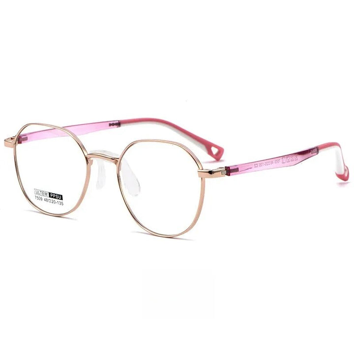 Yimaruili Unisex Children's Full Rim Square Alloy Eyeglasses 7509s Full Rim Yimaruili Eyeglasses Pink