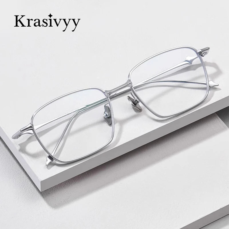 Krasivyy Men's Full Rim Polygon Square Titanium Eyeglasses 61491