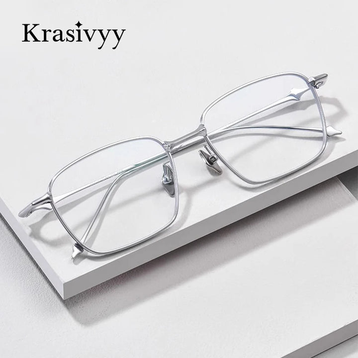Krasivyy Men's Full Rim Polygon Square Titanium Eyeglasses 61491