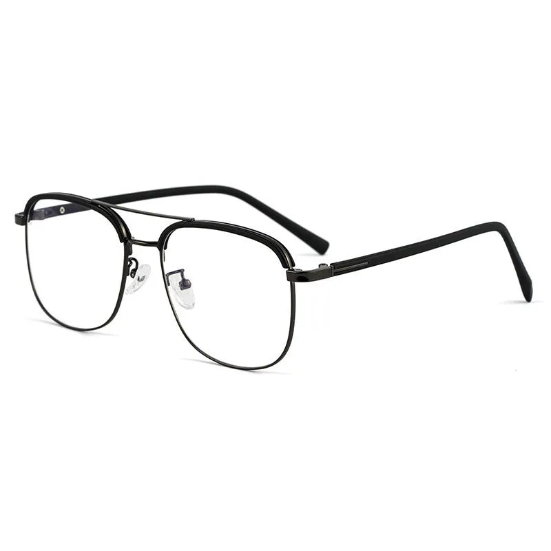 Kocolior Unisex Full Rim Square Double Bridge Alloy Reading Glasses 18032 Reading Glasses Kocolior Black China 0