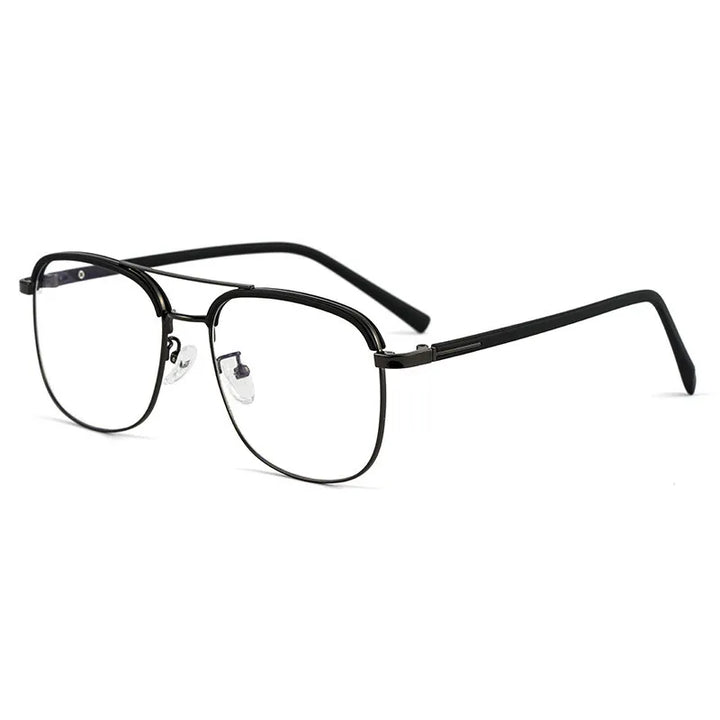 Kocolior Unisex Full Rim Square Double Bridge Alloy Reading Glasses 18032 Reading Glasses Kocolior Black China 0