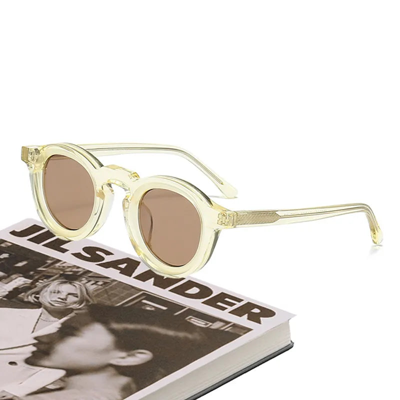 Black Mask Unisex Full Rim Round Acetate Sunglasses 442741 Full Rim Black Mask