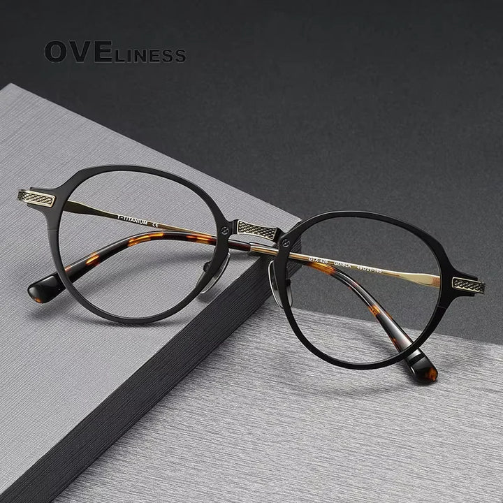 Oveliness Unisex Full Rim Round Acetate Titanium Eyeglasses 212426
