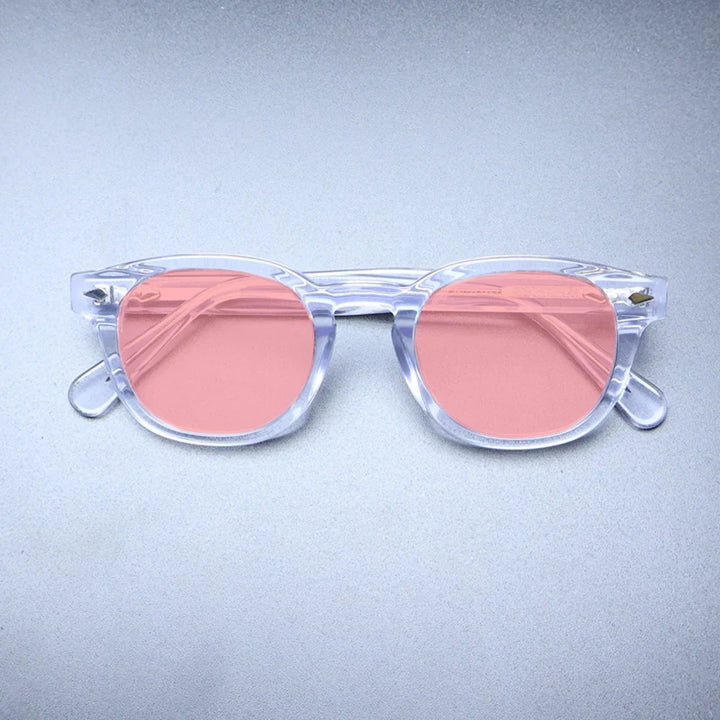 Gatenac Unisex Full Rim Square Polarized Acetate Sunglasses Mo14 Sunglasses Gatenac Transparent Pink