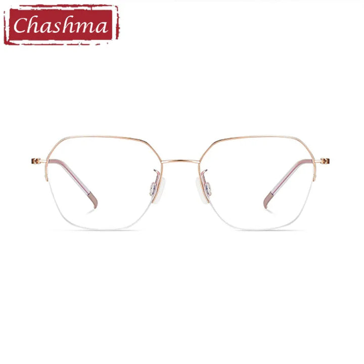 Chashma Ottica Women's Semi Rim Flat Top Polygon Titanium Eyeglasses  7252 Semi Rim Chashma Ottica