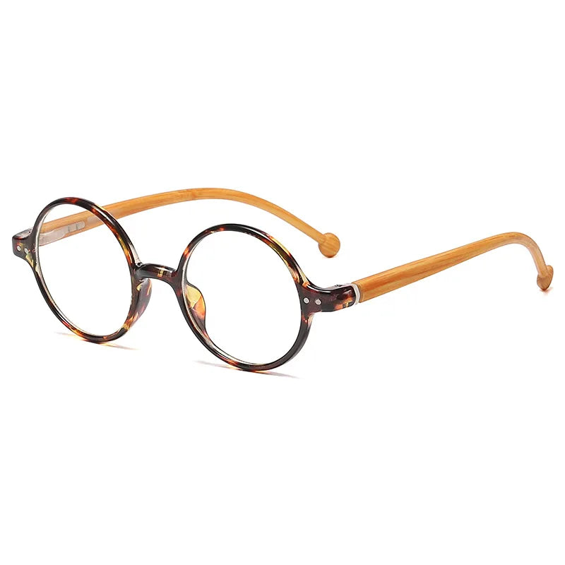 Kocolior Unisex Full Rim Round Acetate Hyperopic Reading Glasses 5067 Reading Glasses Kocolior Grain Leopard 0