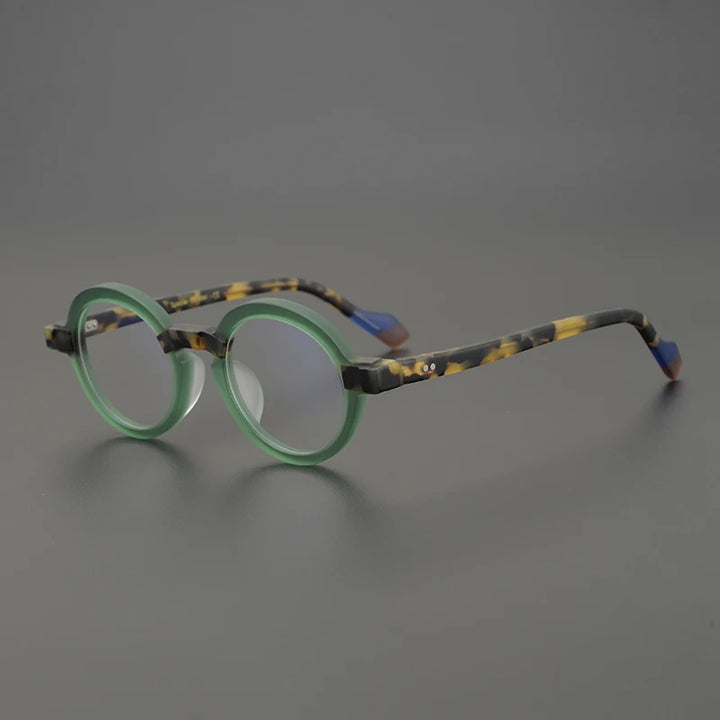 Hewei Unisex Full Rim Round Acetate Eyeglasses 0017 Full Rim Hewei green  