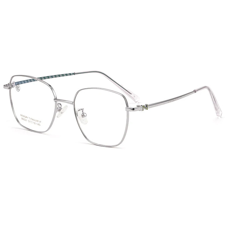 Xbora Women's Full Rim Polygon Square Titanium Alloy Eyeglasses 86001