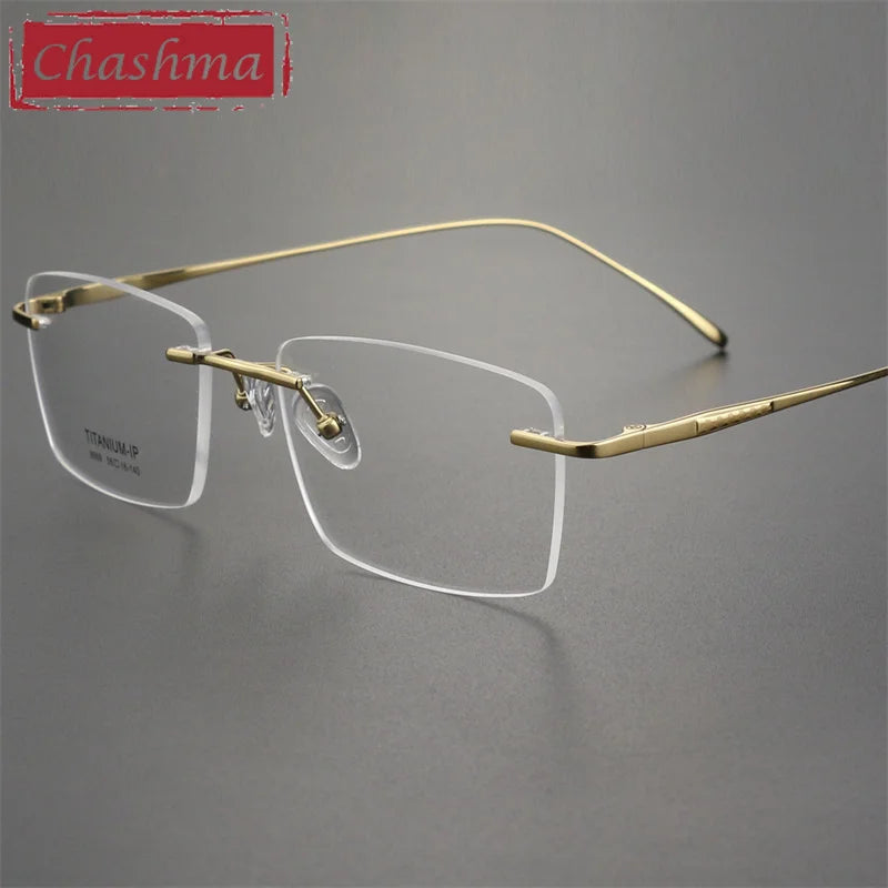 Chashma Ottica Men's Rimless Square Titanium Eyeglasses 9069 Rimless Chashma Ottica   