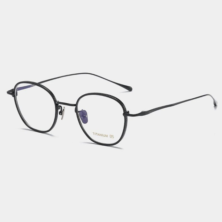 Gatenac Unisex Full Rim Polygon Titanium Eyeglasses Gxyj1139 Full Rim Gatenac Black