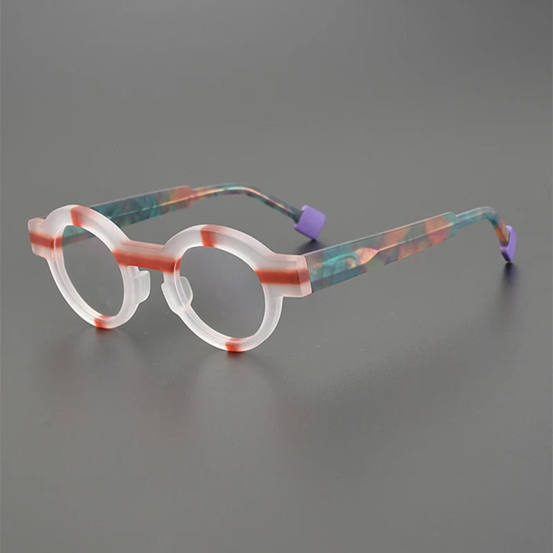 Nobler Unisex Full Rim Round Frosted Acetate Eyeglasses 19282 Full Rim Nobler C1