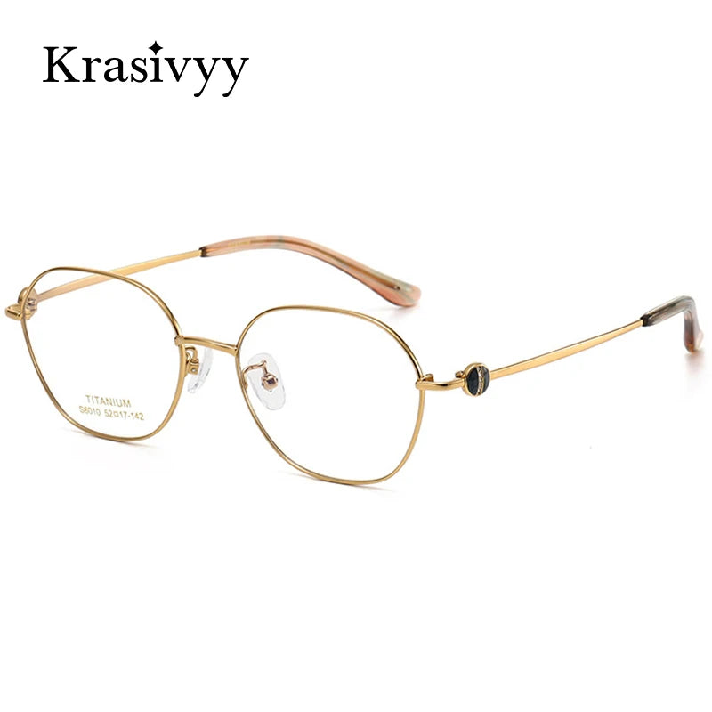 Krasivyy Women's Full Rim Flat Top Polygon Titanium Eyeglasses 66010
