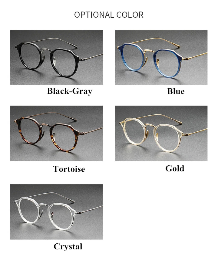 Black Mask Men's Full Rim Flat Top Oval Titanium Acetate Eyeglasses 4213 Full Rim Black Mask