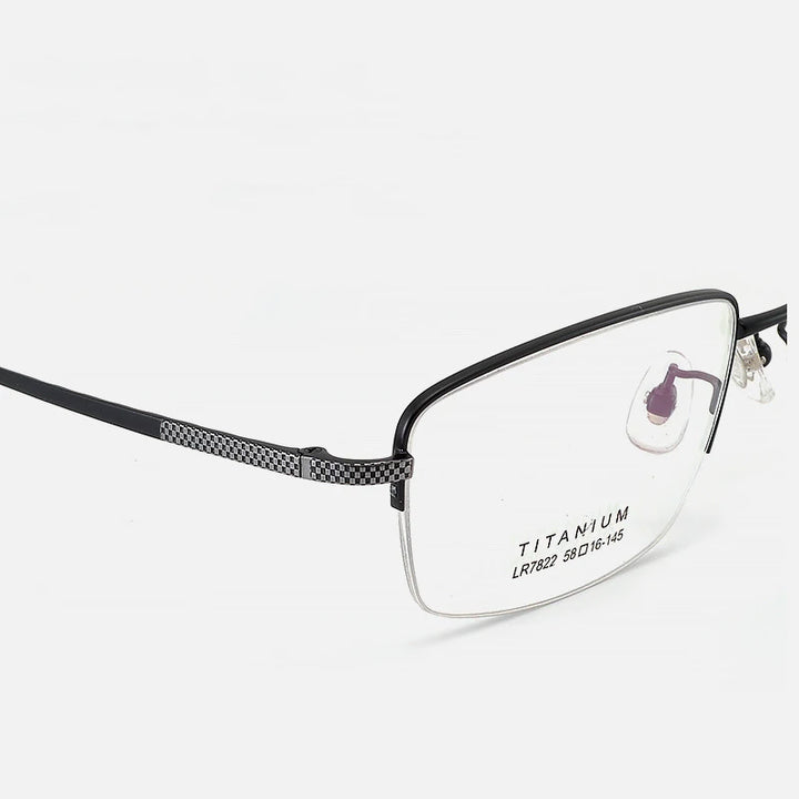 Bclear Men's Semi Rim Big Square Titanium Eyeglasses 7822 Full Rim Bclear