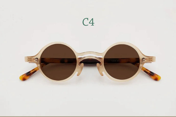 Yujo Men's Full Rim Round Double Bridge Acetate Polarized Sunglasses 2058s Sunglasses Yujo C4 CHINA