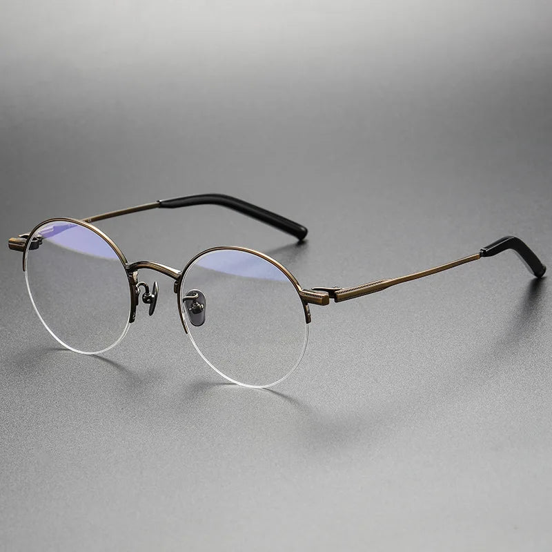 Aimee Women's Semi Rim Round Titanium Eyeglasses 942185 Semi Rim Aimee Bronze