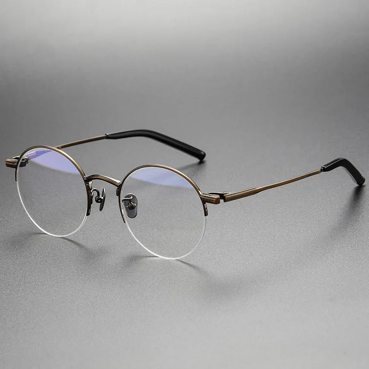 Aimee Women's Semi Rim Round Titanium Eyeglasses 942185 Semi Rim Aimee Bronze