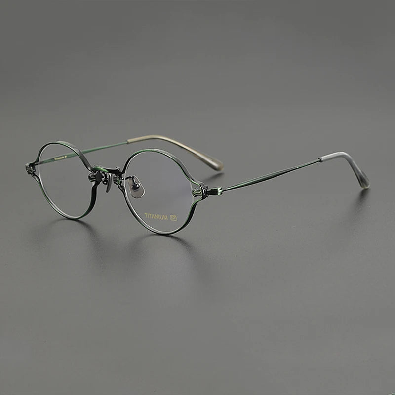 Gatenac Unisex Full Rim Round Titanium Eyeglasses Gxyj1198 Full Rim Gatenac Green