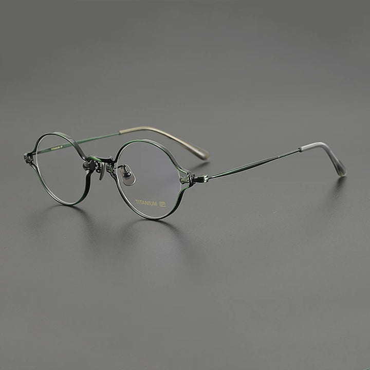 Gatenac Unisex Full Rim Round Titanium Eyeglasses Gxyj1198 Full Rim Gatenac Green