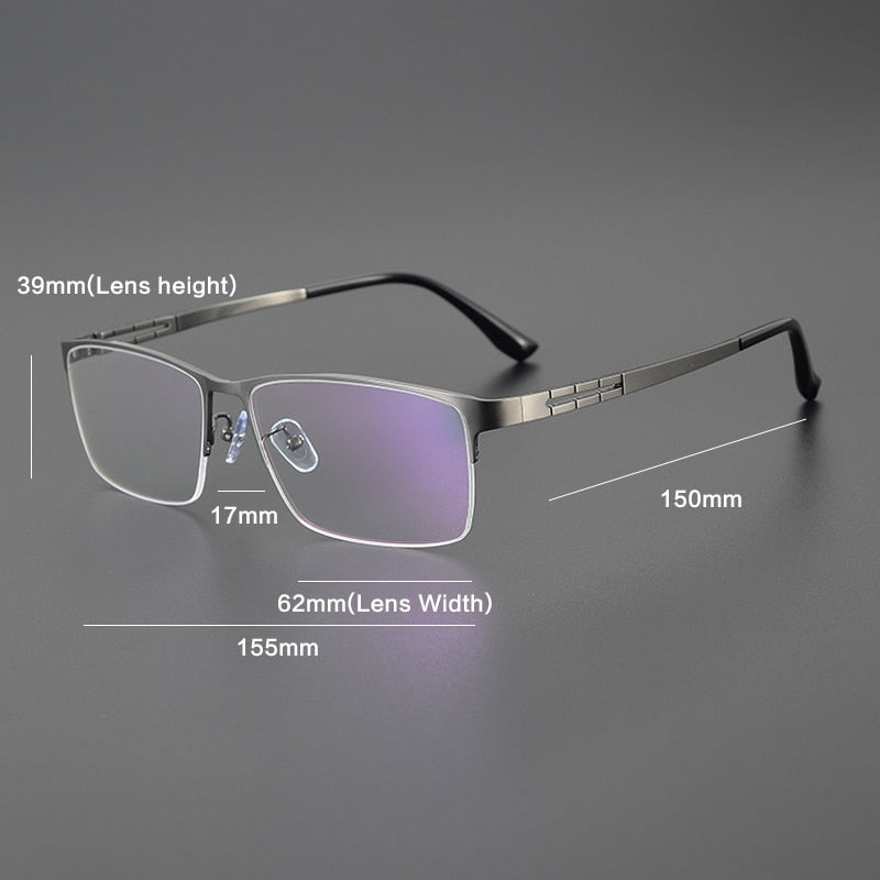 Gatenac Men's Semi Rim Big Square Titanium Eyeglasses Gxyj1082 Semi Rim Gatenac