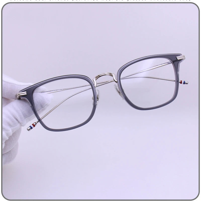 Black Mask Unisex Full Rim Square Alloy Acetate Eyeglasses T905 Full Rim Black Mask Gray