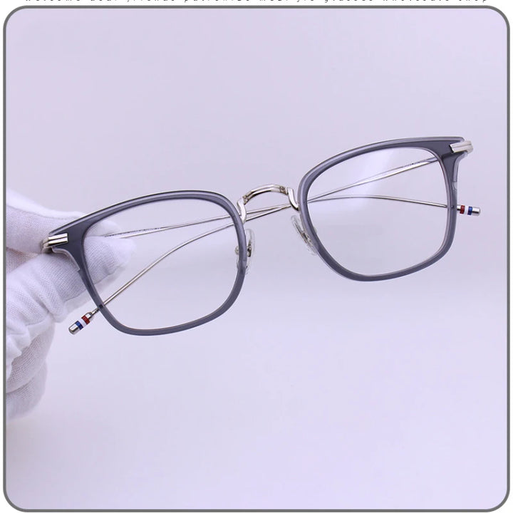 Black Mask Unisex Full Rim Square Alloy Acetate Eyeglasses T905 Full Rim Black Mask Gray