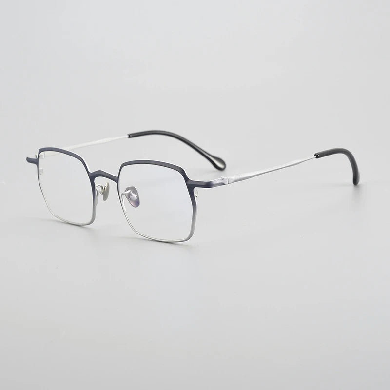 Gatenac Unisex Full Rim Square Titanium Eyeglasses Gxyj1456 Full Rim Gatenac Blue Silver