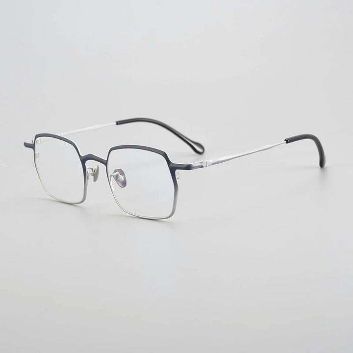 Gatenac Unisex Full Rim Square Titanium Eyeglasses Gxyj1456 Full Rim Gatenac Blue Silver