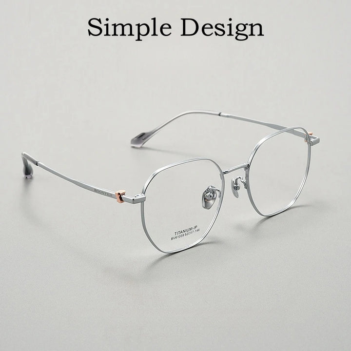 Yimaruili Unisex Full Rim Polygon Titanium Alloy Eyeglasses Y61039 Full Rim Yimaruili Eyeglasses